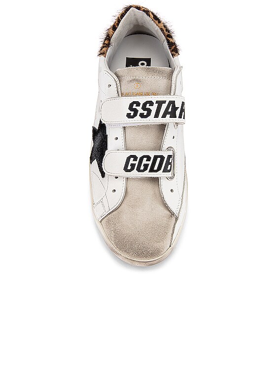 golden goose white leopard pony old school sneakers