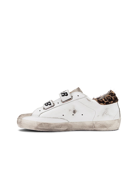 golden goose white leopard pony old school sneakers