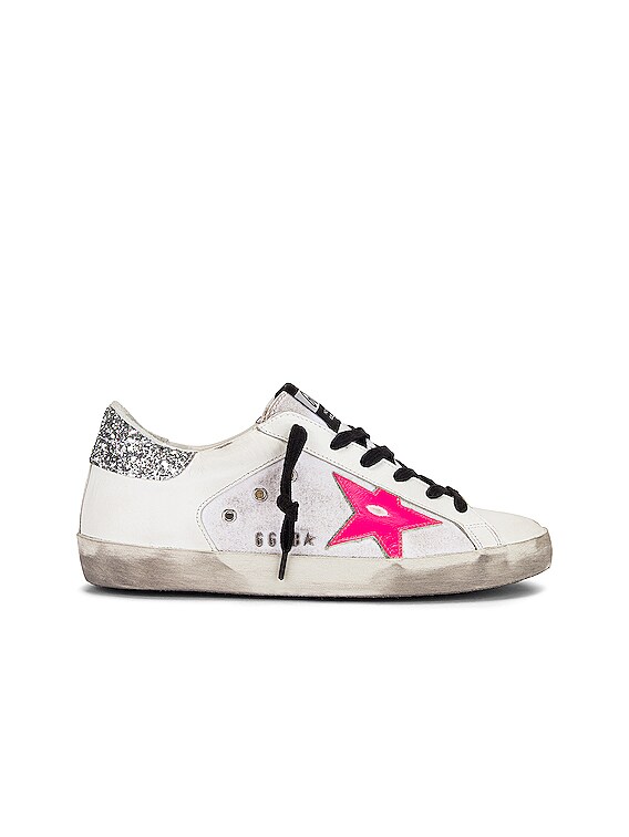 golden goose white & pink superstar sneakers