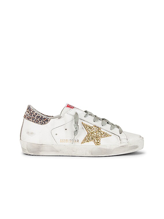 Golden Goose Superstar Sneaker In White Yellow Gold Beige Brown Leopard Fwrd