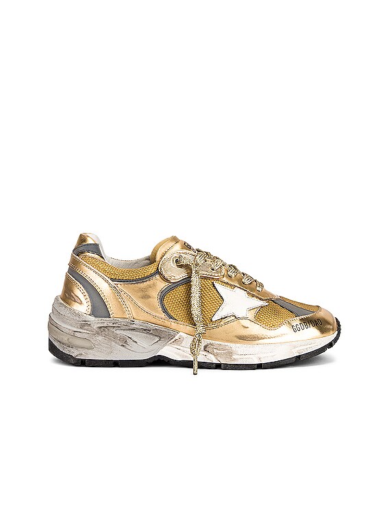 Golden Goose Running Dad Sneaker in Gold & White | FWRD