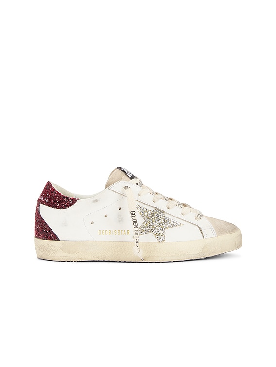 Golden Goose Super star Sneaker in White Bordeaux Silver FWRD