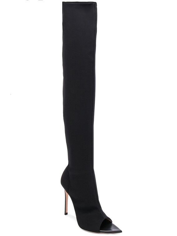 thigh high boots peep toe