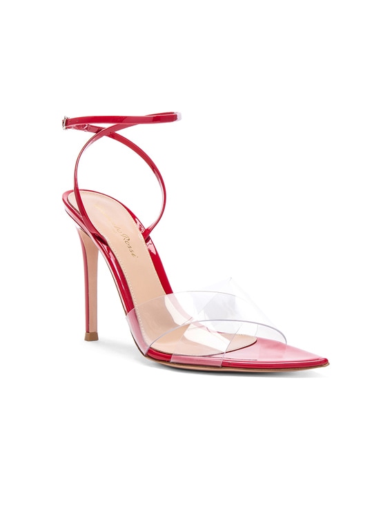 gianvito rossi leather & plexi stark ankle strap sandals