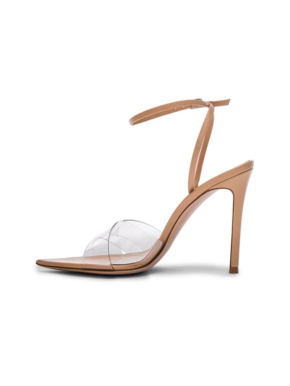 gianvito rossi leather & plexi stark ankle strap sandals