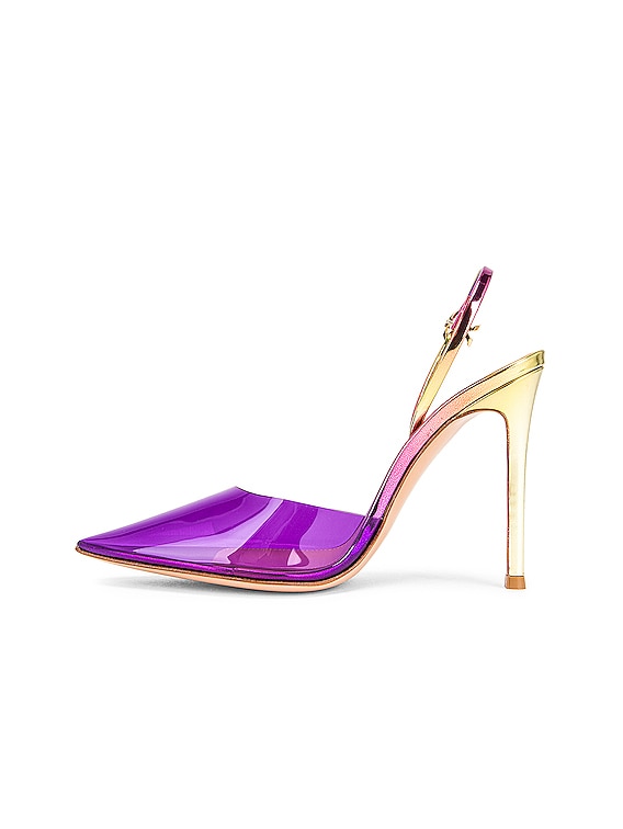 Gianvito Rossi Ribbon D'Orsay Plexi Heels in Violet & Sunset | FWRD