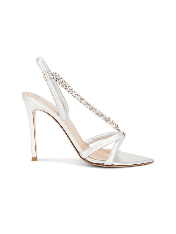 【関税&送料込】Gianvito Rossi With Heel Silver Gianvito Rossi Nappa Silk Heels in Silver | FWRD