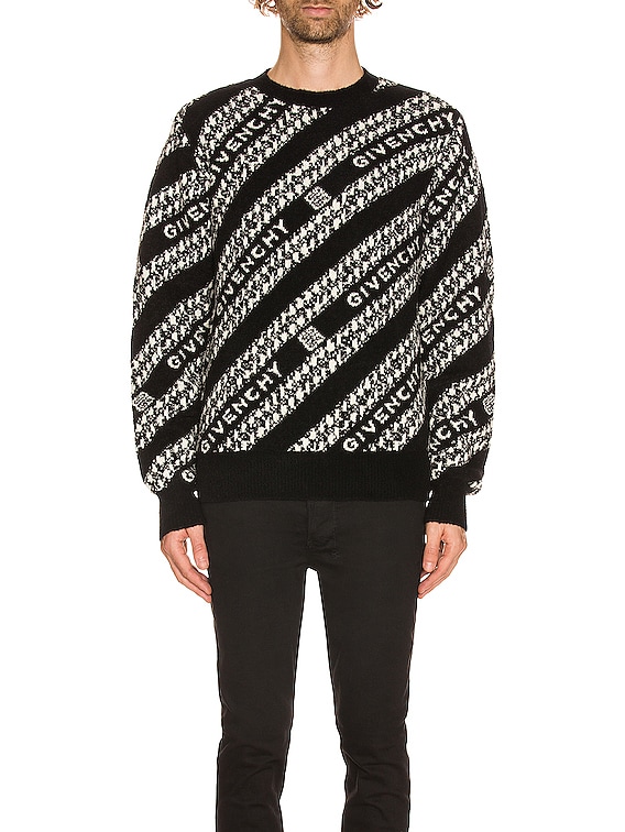 Givenchy Givenchy Chain Crew Neck Sweater in Black & White | FWRD