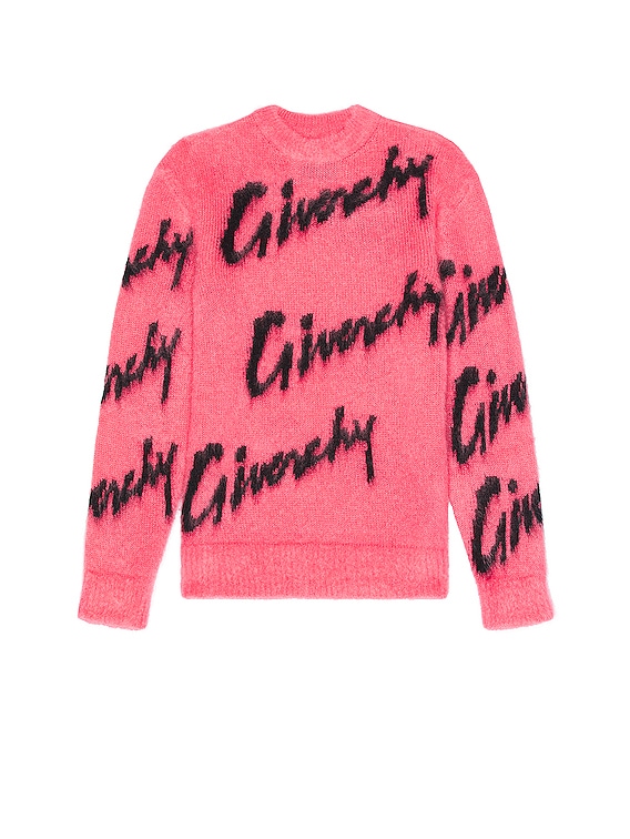 Givenchy Intarsia Mohair Sweater in Pink & Black