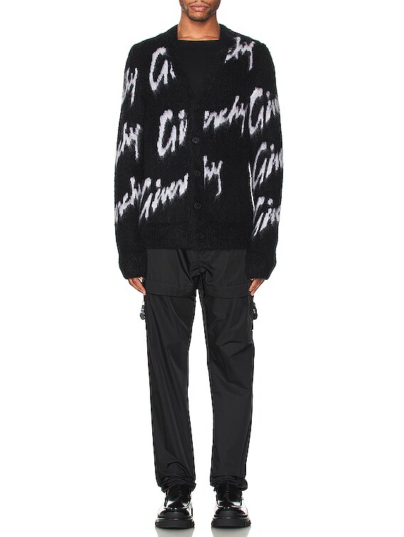 Givenchy Intarsia Mohair Cardigan in Black & White | FWRD