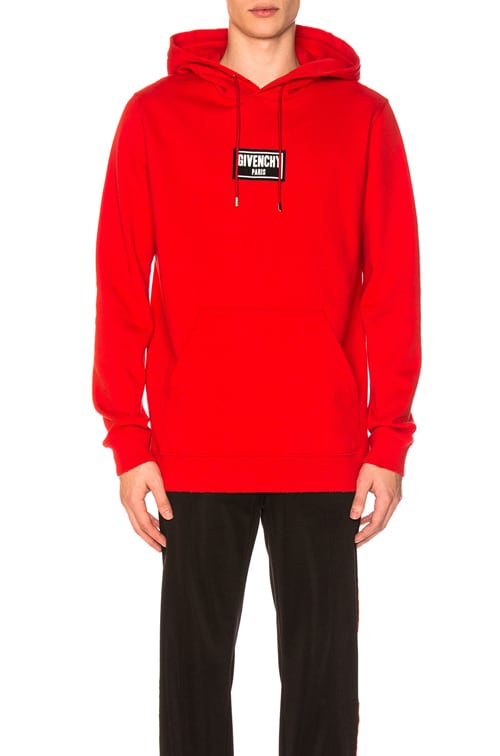 givenchy red distressed hoodie