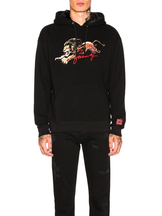 Givenchy Faux Fur Lion Hoodie in Black 