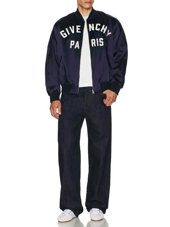 Givenchy Satin Bomber Jacket in Navy | FWRD
