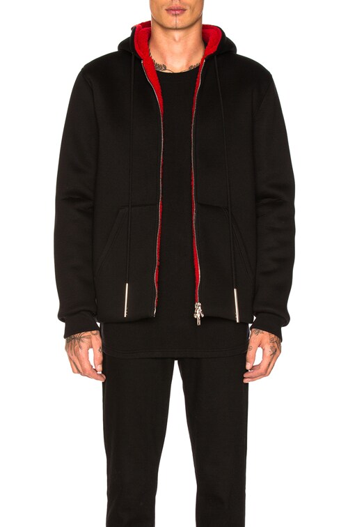 red and black hoodie zip up