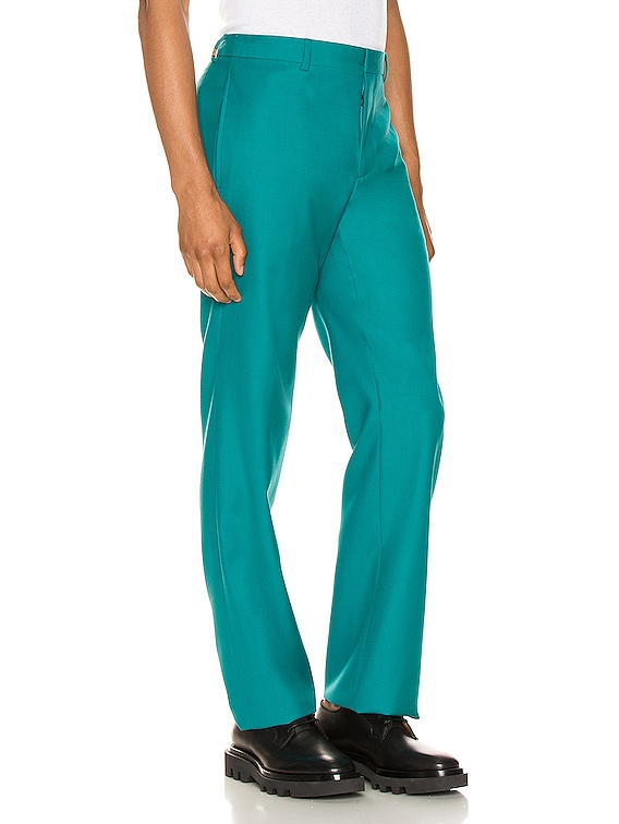 turquoise cropped trousers