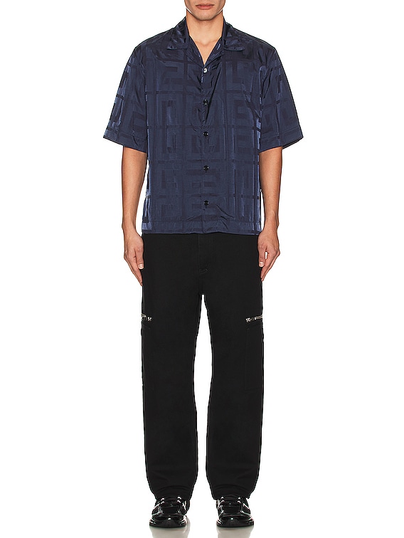 Givenchy Boxy Fit Garment Dye Shirt in Navy | FWRD
