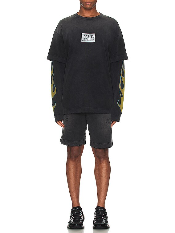 【関税込み】GIVENCHY Double layer top Givenchy Double Layer Tee in Black | FWRD