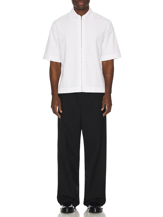 Givenchy Short Sleeve Boxy Fit Zipped Shirt in White | FWRD