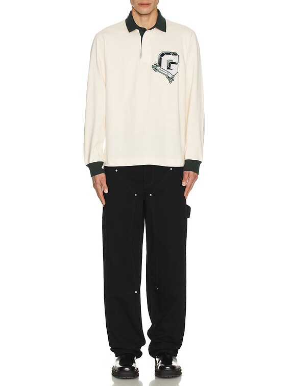 Givenchy Rugby Long Sleeve Polo in White & Green | FWRD
