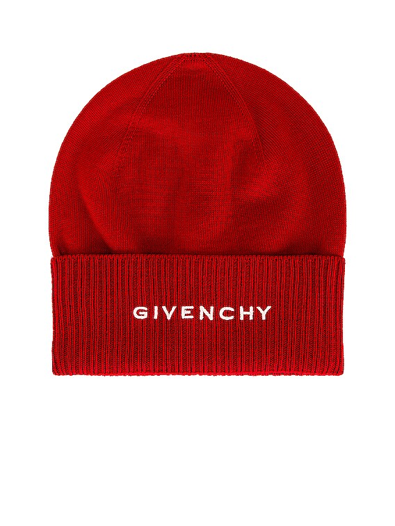 Givenchy 4G Beanie in Red & White | FWRD
