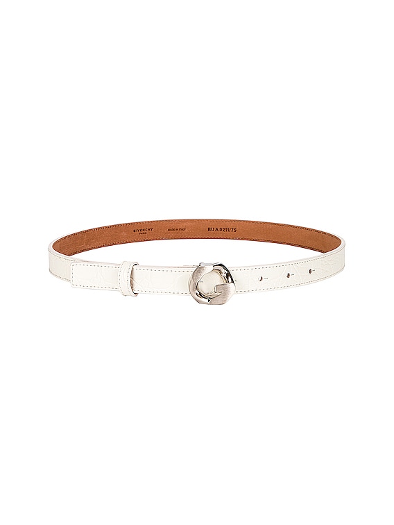 Givenchy G Chain Embossed Croc Buckle Belt in Ivory | FWRD