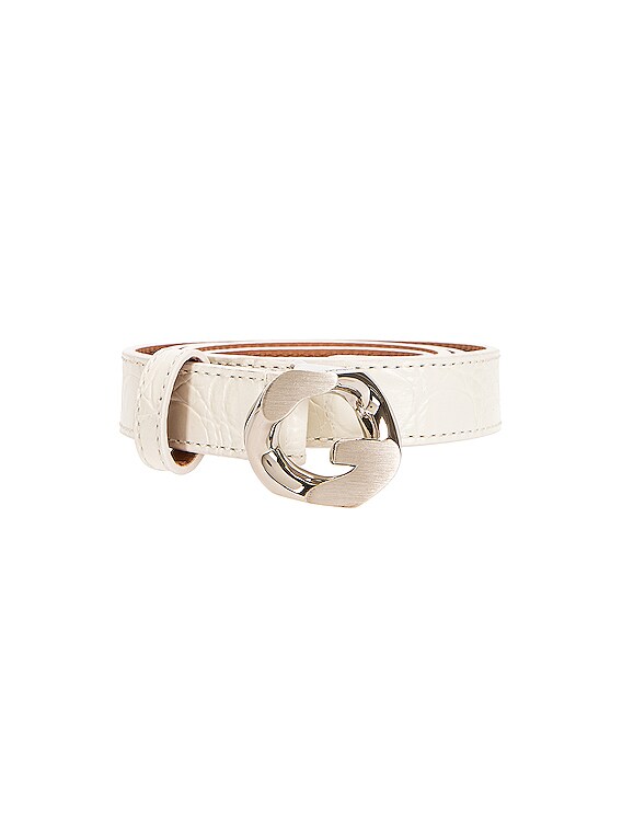 Givenchy G Chain Embossed Croc Buckle Belt in Ivory | FWRD