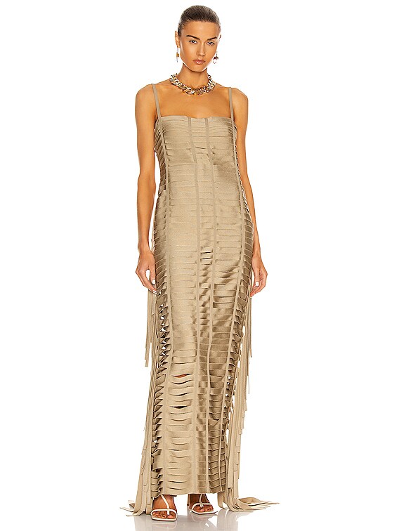 Givenchy Ribbon Effect Long Dress in Beige | FWRD