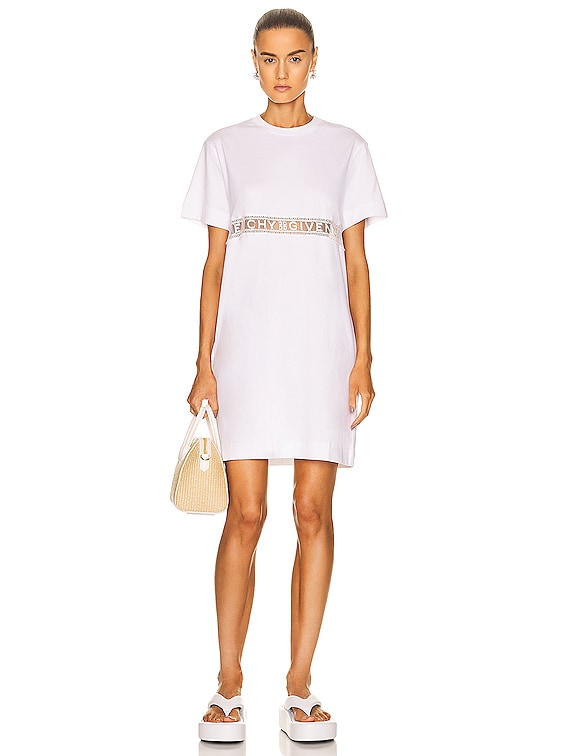 Dum Secréte isolation Givenchy Lace Incrustation T-Shirt Dress in White | FWRD