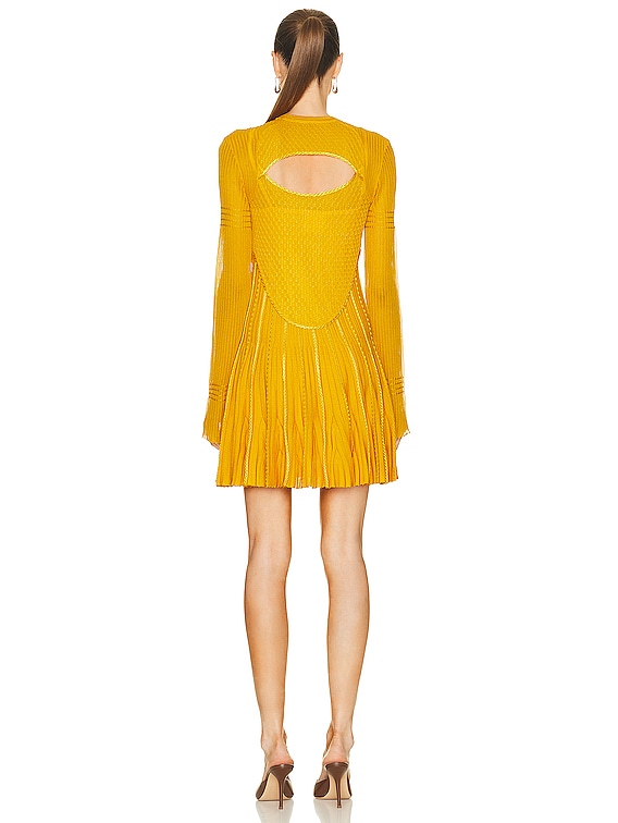 slim fit dress slacks Catherine Yellow Asymmetrical Pleated Long-Sleeve Maxi Dress, L / Yellow main image 1