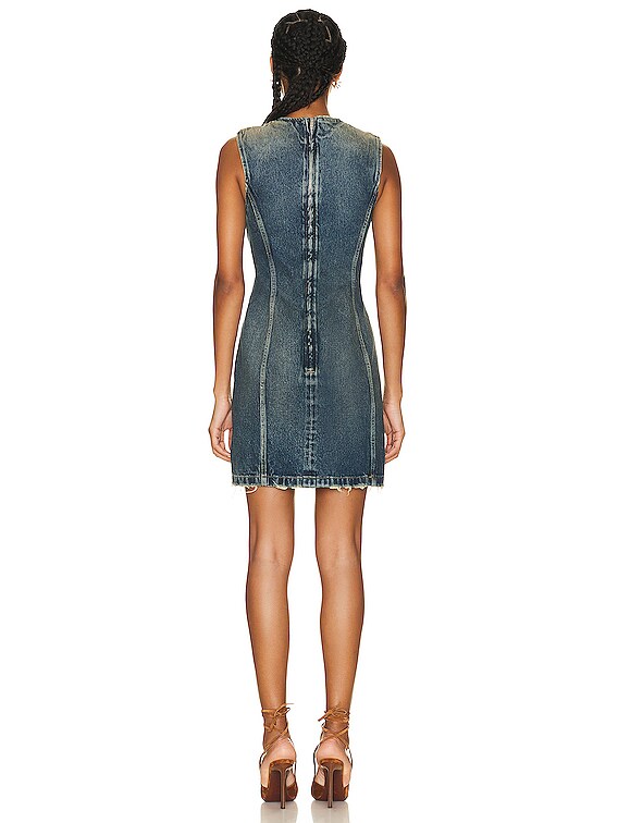 military denim dress Medium Wash Denim Dress - Button-Front Denim Dress - Mini Dress