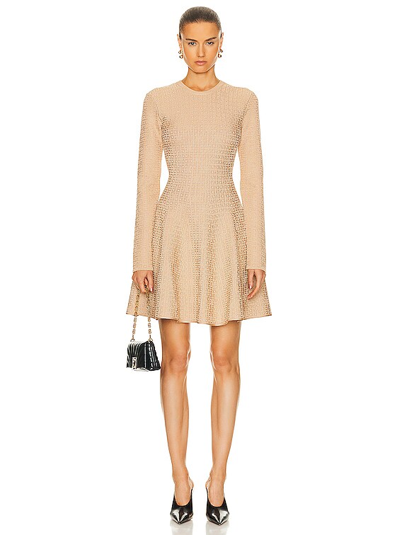 Givenchy Long Sleeve Short Dress in Tan | FWRD