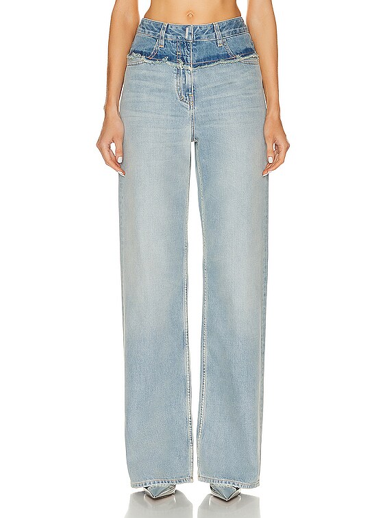 Givenchy Mixed Wide Leg in Pale Blue | FWRD