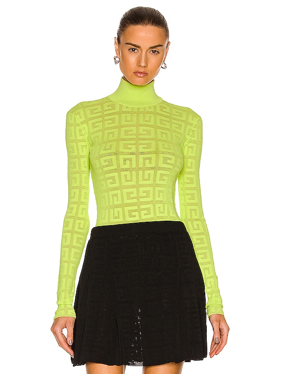 Givenchy 4G Monogram Lace Sweater in Fluo Yellow | FWRD