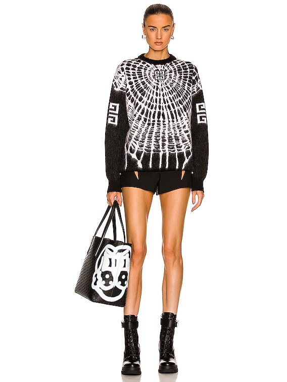 Givenchy Chito Spider Web Crewneck Sweater in Black & White | FWRD