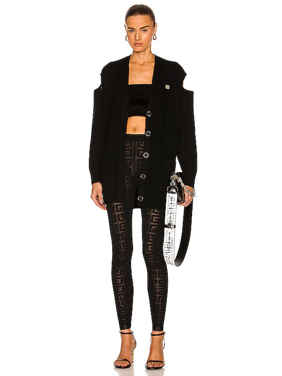 Givenchy Cut Out Shoulder Cardigan in Black & Yellow | FWRD