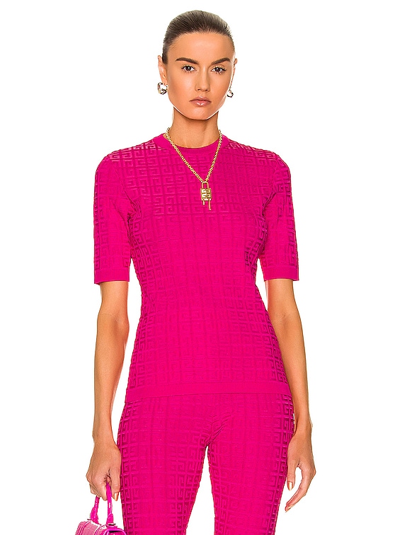 Givenchy Monogram All Over Knit Sweater in Fuchsia | FWRD