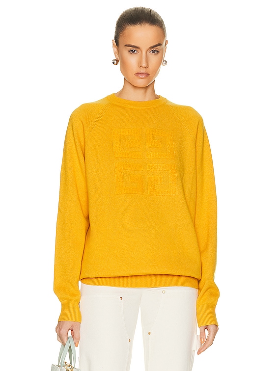 Givenchy Bicolor crewneck Sweater With Front 4G in Golden Yellow | FWRD