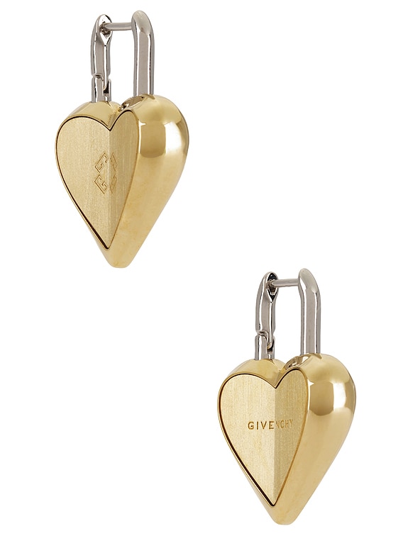 Givenchy Heart Lock Earrings in Golden & Silvery | FWRD