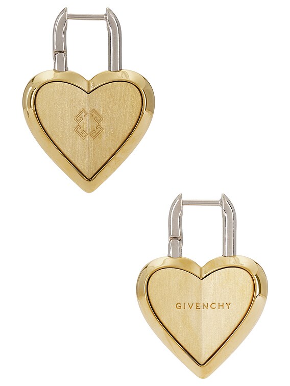 Givenchy Heart Lock Earrings in Golden & Silvery | FWRD