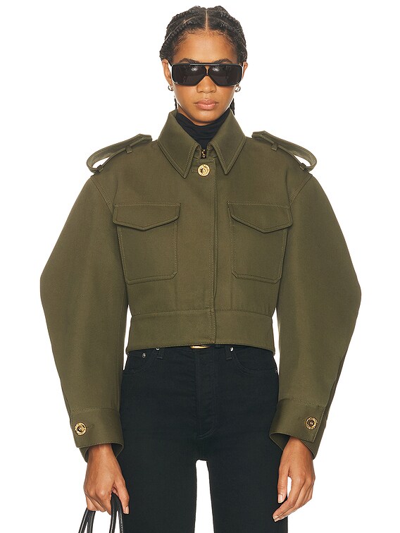 Givenchy Cropped Utility Jacket in Khaki | FWRD