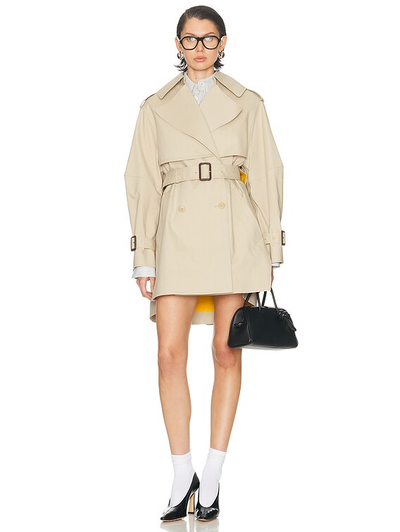 Givenchy Short Cocoon Trench in Beige & Mustard | FWRD