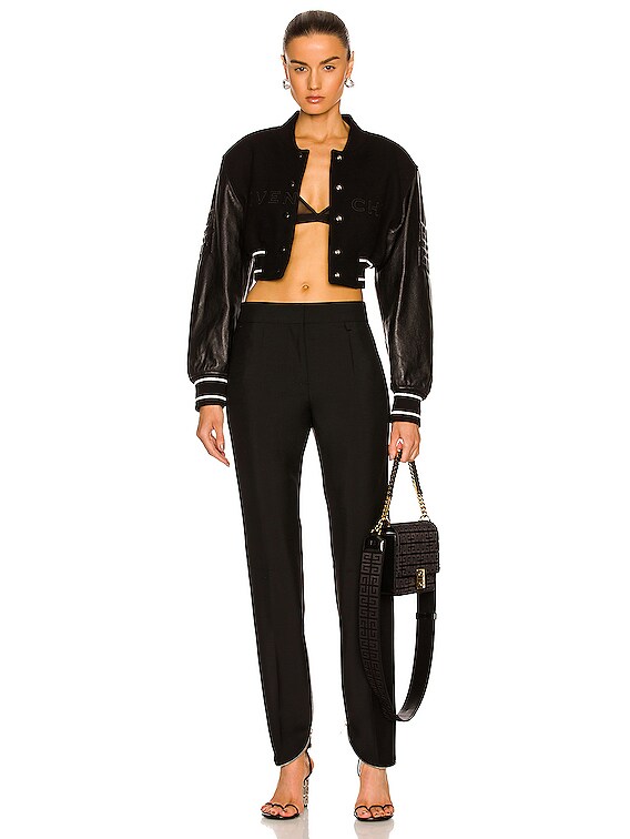 Givenchy Cropped Varsity Jacket in Black & White | FWRD