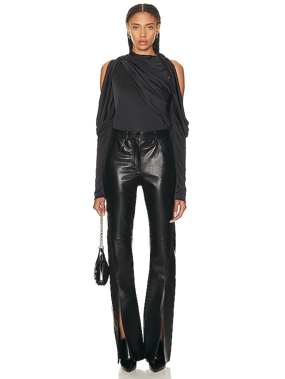 GIVENCHY ブラックレザーパンツ 42 Givenchy Split Leather Pant in Black | FWRD