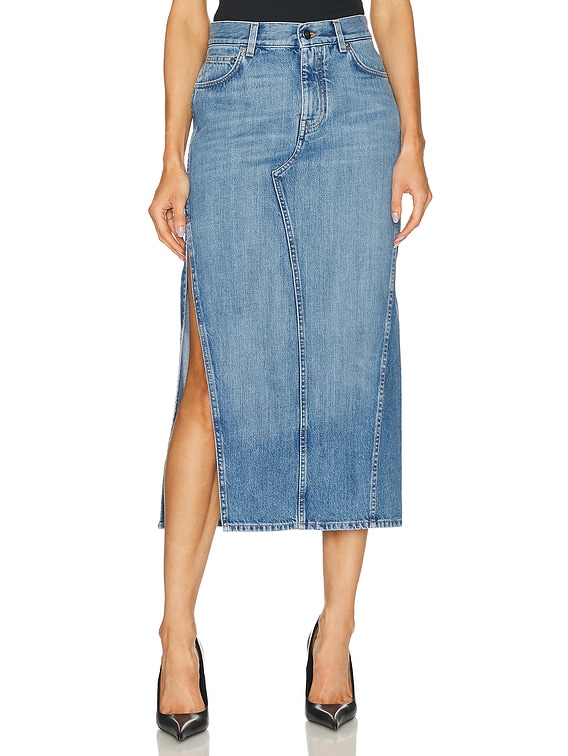 スカート GIVENCHY Woman Skirt Denim BW40Z9516F 420 Givenchy Long Denim Skirt in Medium Blue | FWRD