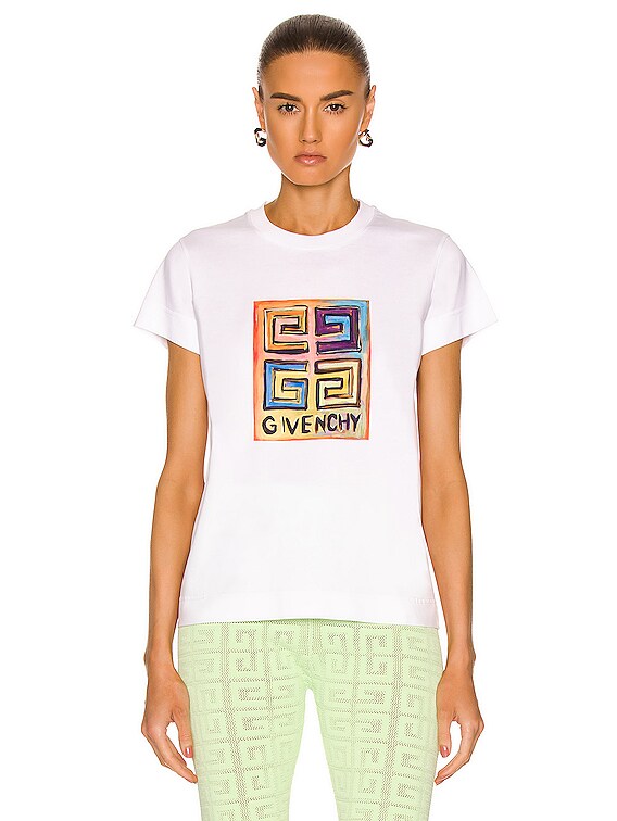 GIVENCHY ホワイト Tシャツ L GIVENCHY Women's Logo Print Fitted Vintage T-Shirt White