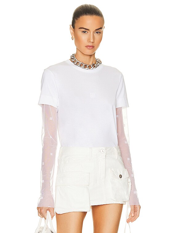 Givenchy Tulle Long Sleeve T-shirt in White | FWRD