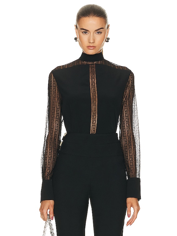 Givenchy Transparent Long Sleeve Top in Black | FWRD