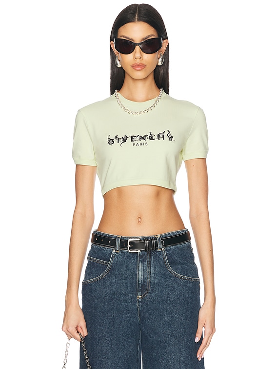 Givenchy Cropped T-Shirt in Pale Green | FWRD