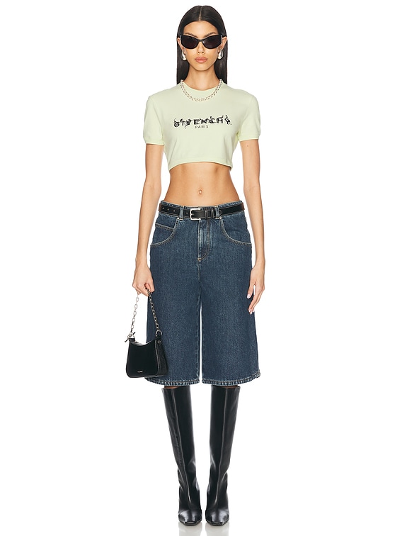 Givenchy Cropped T-Shirt in Pale Green | FWRD