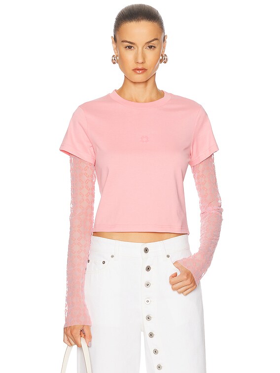 Givenchy Tulle Cropped Long Sleeve Top in Skin Rose | FWRD